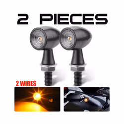 2/4Pcs Bullet Mini Motorcycle LED Turn Signal 8MM Running Indicator Light - 2PCS Black