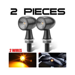 2/4Pcs Bullet Mini Motorcycle LED Turn Signal 8MM Running Indicator Light - 2PCS Black