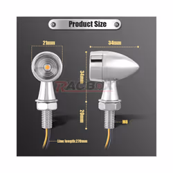 2/4Pcs Bullet Mini Motorcycle LED Turn Signal 8MM Running Indicator Light - 2PCS Black