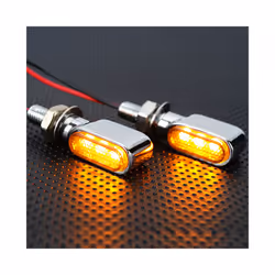 2X Chrome Mini Motorcycle Flasher LED Turn Signal Light Led Lights for - Chrome