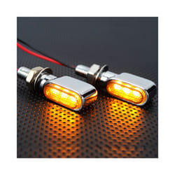 2X Chrome Mini Motorcycle Flasher LED Turn Signal Light Led Lights for - Chrome