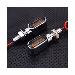 2X Chrome Mini Motorcycle Flasher LED Turn Signal Light Led Lights for - Chrome