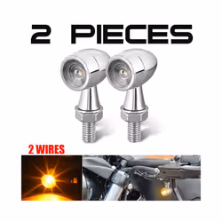 2/4Pcs Bullet Mini Motorcycle LED Turn Signal 8MM Running Indicator Light - 2PCS Sliver