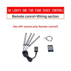 RGB APP LED Motorcycle Car Atmosphere Foot Light Remote Control Flexible - 36LED Remote
