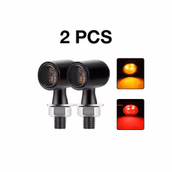 Aluminium Motorcycle Mini led Turn Signal Lights Brake light DRL Lamp - 2pcs Amber Red
