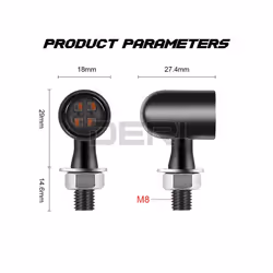 Aluminium Motorcycle Mini led Turn Signal Lights Brake light DRL Lamp - 2pcs Amber Red