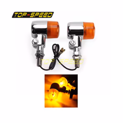 10mm Motorcycle Universal 12V Amber Turn Signal Light Indicator Lamp Blinker - Chrome Orange Lens