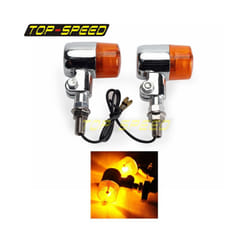 10mm Motorcycle Universal 12V Amber Turn Signal Light Indicator Lamp Blinker - Chrome Orange Lens