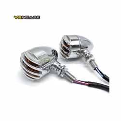 2pcs Vintage Motorcycle Turn Signal Indicator Blinker Light Flasher Lamp - Chrome