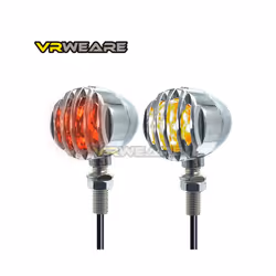 2pcs Vintage Motorcycle Turn Signal Indicator Blinker Light Flasher Lamp - Chrome