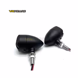 2pcs Vintage Motorcycle Turn Signal Indicator Blinker Light Flasher Lamp - Black