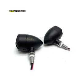 2pcs Vintage Motorcycle Turn Signal Indicator Blinker Light Flasher Lamp - Black