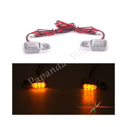 For Harley Cafe Racer Bobber Custom Motorcycle Mini LED Turn Signal Light - Silver