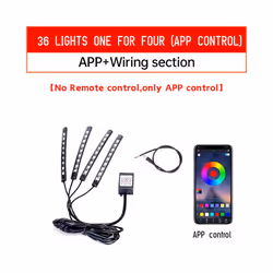 RGB APP LED Motorcycle Car Atmosphere Foot Light Remote Control Flexible - 36LED APP