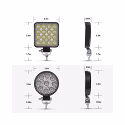 ANMINGPU Mini Offroad LED Bar 12V 24V Square LED Work Light for Car Truct - 2pcs 42W work light