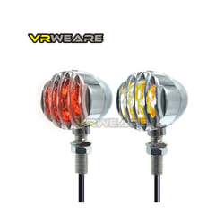 2pcs Vintage Motorcycle Turn Signal Indicator Blinker Light Flasher Lamp - Chrome-LED