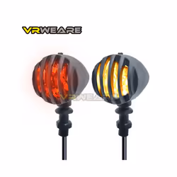 2pcs Vintage Motorcycle Turn Signal Indicator Blinker Light Flasher Lamp - Chrome-LED