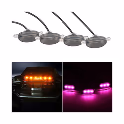 4/8pcs LED Car Front Hood Grille Lighting Lamp Amber Running Light App - 4 in 1 APP