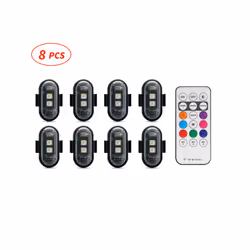 Motorcycle LED RGB Warning Light Universal Mini Signal Light Drone With - 8pcs