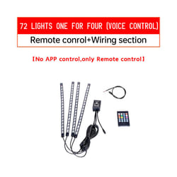 RGB APP LED Motorcycle Car Atmosphere Foot Light Remote Control Flexible - 72LED Remote