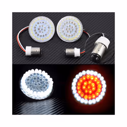Motorcycle 1156 1157 Turn Signal Indicator Light 2" Bullet Style LED Inserts - 1157 light B