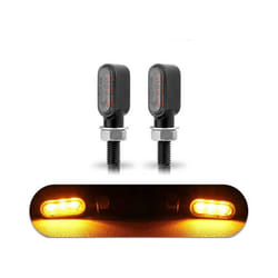 8mm Mini Led Motorcycle Turn Signal Light Lamp Indicators Blinker Amber - 2 Pcs Black