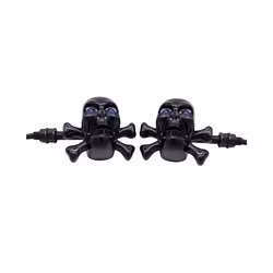 1 Pair Universal Motorcycle Skull LED Turn Signal Lights Indicators Chrome - black