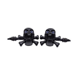 1 Pair Universal Motorcycle Skull LED Turn Signal Lights Indicators Chrome - black
