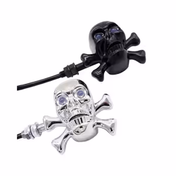 1 Pair Universal Motorcycle Skull LED Turn Signal Lights Indicators Chrome - black