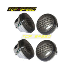 4x Front Rear Turn Signal Lens Cover Clear Blinker Lense Replacement Shell - 4x Smoke Lenses