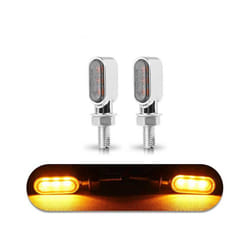 8mm Mini Led Motorcycle Turn Signal Light Lamp Indicators Blinker Amber - 2 Pcs Silver