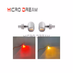 8mm 12V Motorcycle LED Turn Signal Lights Brake Light Lamp Flashing Indicator - 1488 Chrome Clear