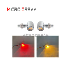 8mm 12V Motorcycle LED Turn Signal Lights Brake Light Lamp Flashing Indicator - 1488 Chrome Clear
