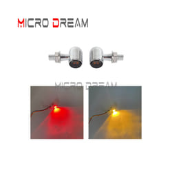 8mm 12V Motorcycle LED Turn Signal Lights Brake Light Lamp Flashing Indicator - 1488 Chrome Smoke