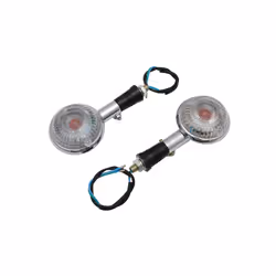 Mototcycle Chrome Case Clear Lens Amber Light 12V Turn Signal Lights Universal - 2pc