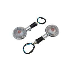 Mototcycle Chrome Case Clear Lens Amber Light 12V Turn Signal Lights Universal - 2pc
