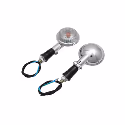 Mototcycle Chrome Case Clear Lens Amber Light 12V Turn Signal Lights Universal - 2pc