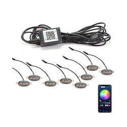 4/8pcs LED Car Front Hood Grille Lighting Lamp Amber Running Light App - 8 in 1 APP