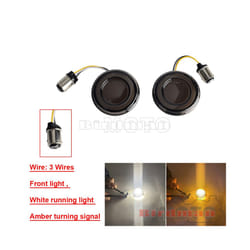 2" Smoke Lens LED Front & Rear Turn Signal Light Running Brake Blinker - 3Wires white amber