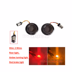 2" Smoke Lens LED Front & Rear Turn Signal Light Running Brake Blinker - 3Wires red amber