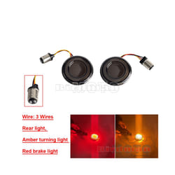 2" Smoke Lens LED Front & Rear Turn Signal Light Running Brake Blinker - 3Wires red amber