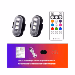 Motorcycle LED Warning Light Universal Mini Signal Light Drone With Controller - 2pcs with Remote