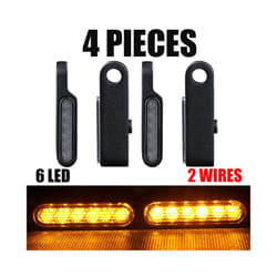 2Pcs Motorcycle Signal Lights Lamp Amber Indicators LED Turn Signal Lamp - 4pcs 6led Black