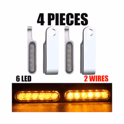 2Pcs Motorcycle Signal Lights Lamp Amber Indicators LED Turn Signal Lamp - 4pcs 6led Chrome
