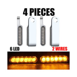2Pcs Motorcycle Signal Lights Lamp Amber Indicators LED Turn Signal Lamp - 4pcs 6led Chrome