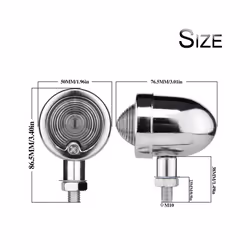 2pcs Bullet Motorcycle Turn Signal Light Indicator Blinker Retro Lamp - Silvery