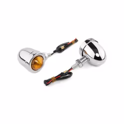 2pcs Bullet Motorcycle Turn Signal Light Indicator Blinker Retro Lamp - Silvery