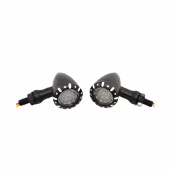 Motorcycle LED Black/Chrome Bullet Flashing Brake Blinker Light Turn Signal - Black