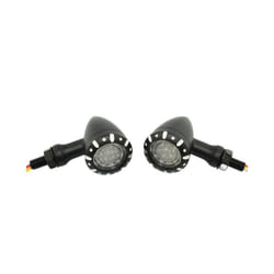 Motorcycle LED Black/Chrome Bullet Flashing Brake Blinker Light Turn Signal - Black