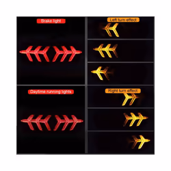 LED Motorcycle Tail Light Stop Brake Lamp Rear Warning Turn Signal Lights - Black